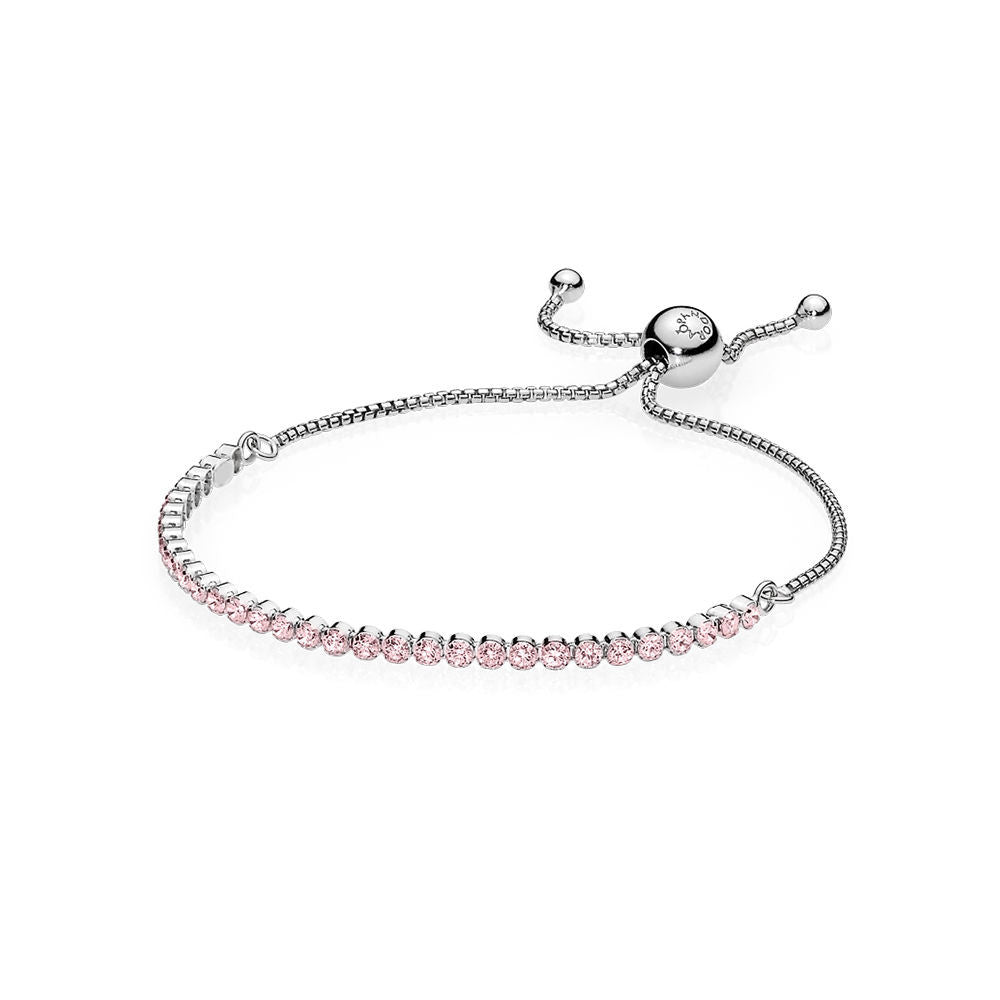 Pink Sparkling Strand Bracelet, Pink CZ