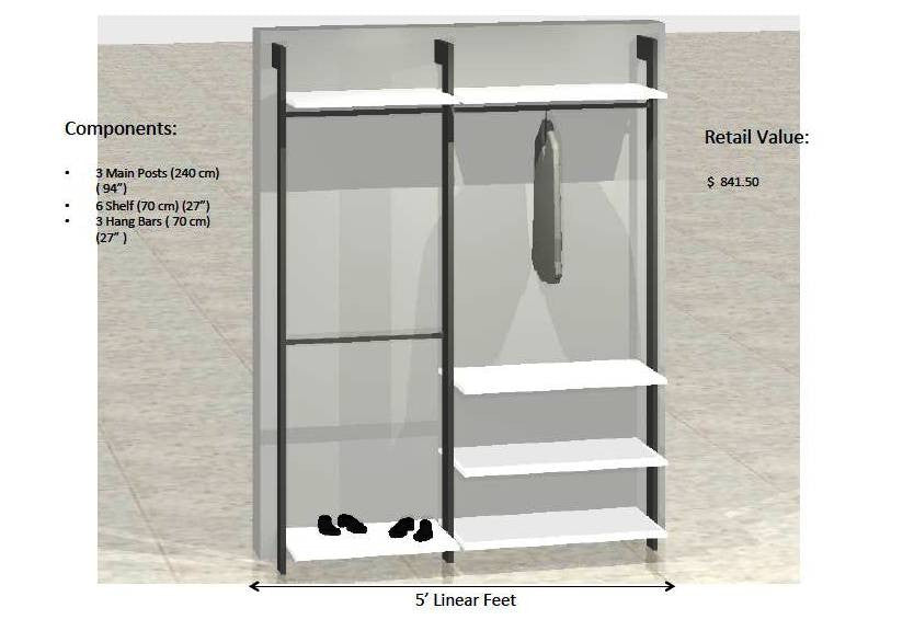 Modern Interior Modular Closet - 5 Feet Option # 1