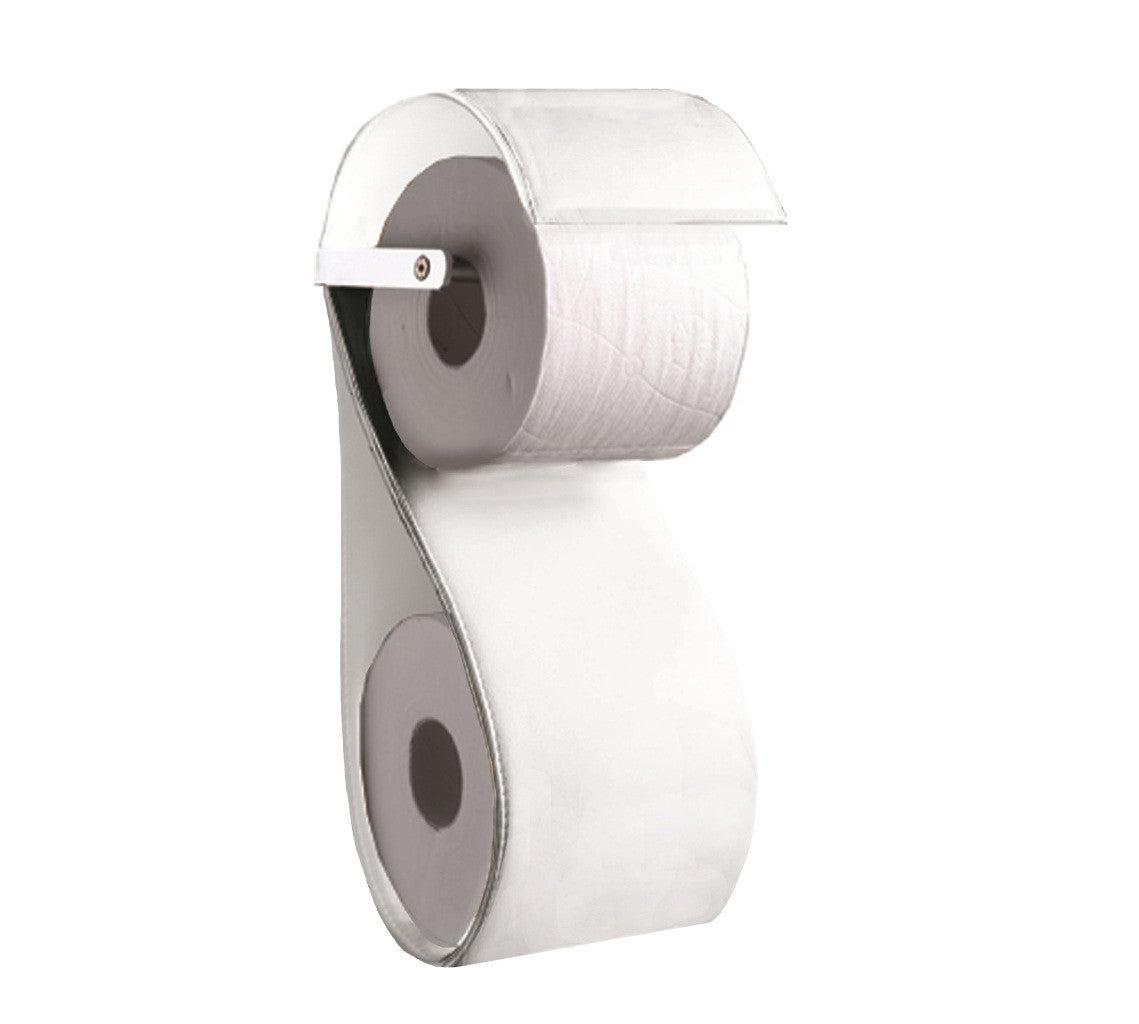 Iris leather paper holder with spare - White