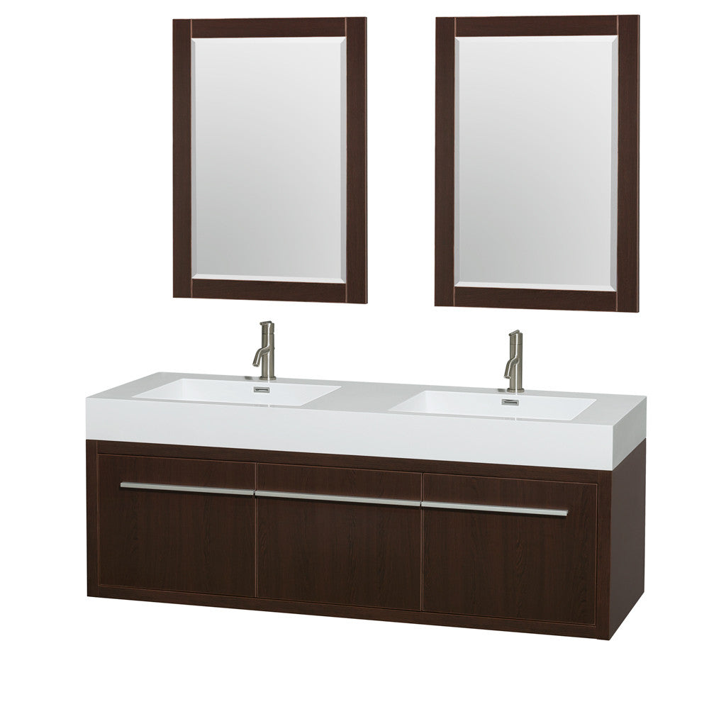 Axa 60" Double Bathroom Vanity Set With Integrated Sinks - Espresso