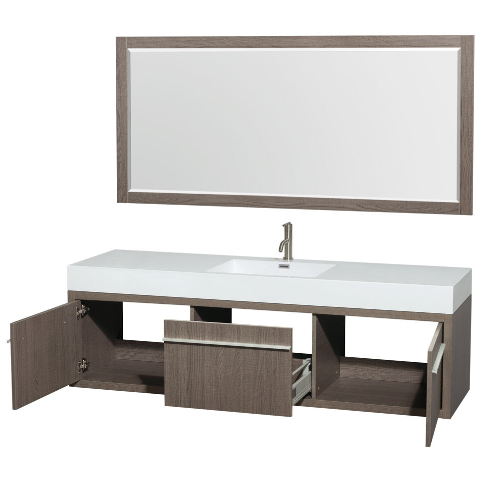 Axa 72 inch Single Bathroom Vanity Set With Integrated Sinks - Gray Oak