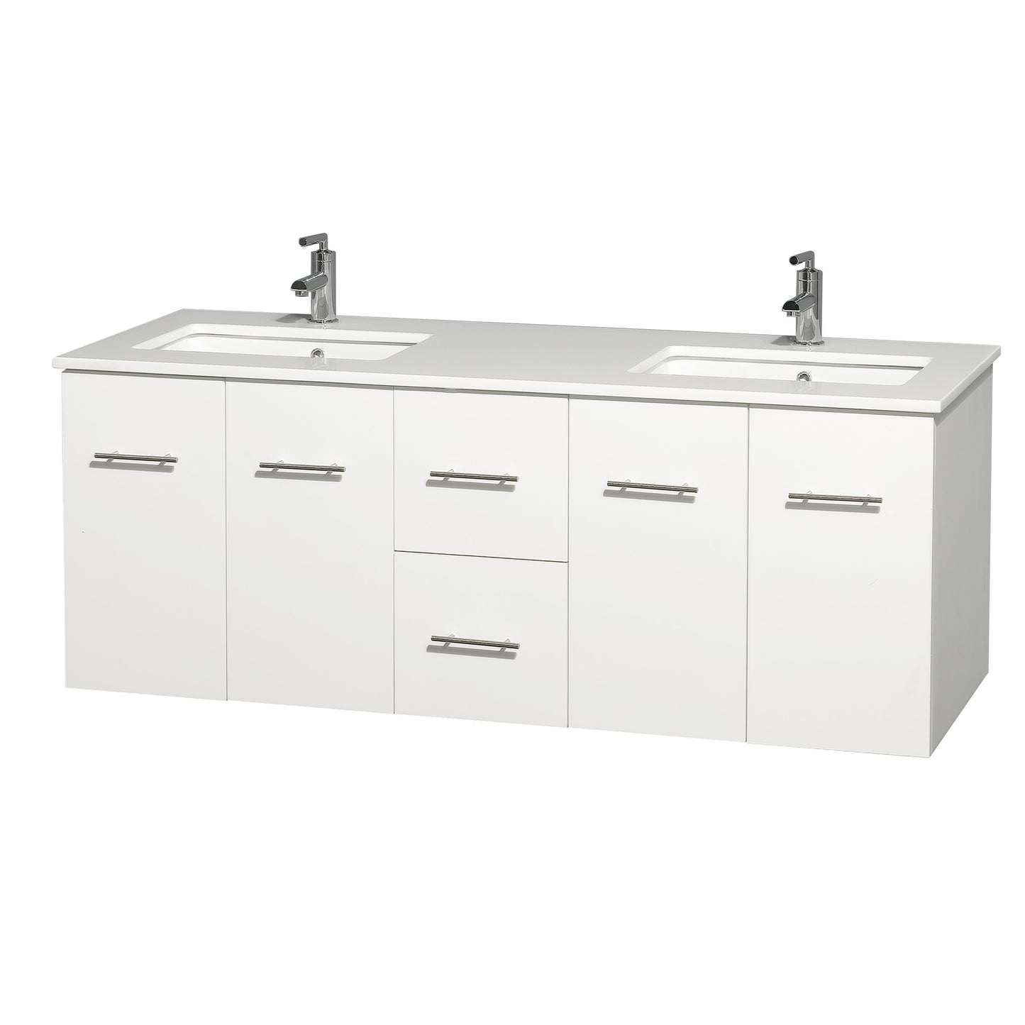 Centra 60 inch Double Bathroom Vanity Set -Matte White