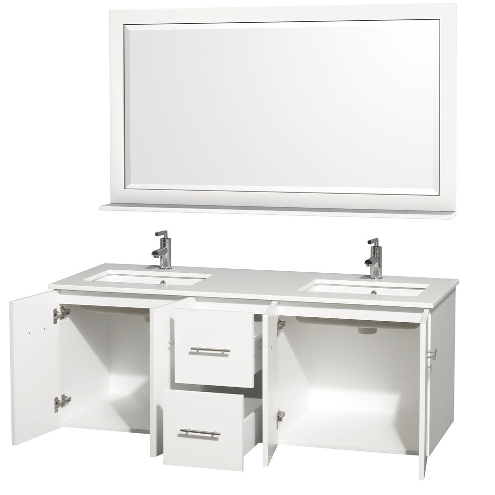 Centra 60 inch Double Bathroom Vanity Set -Matte White
