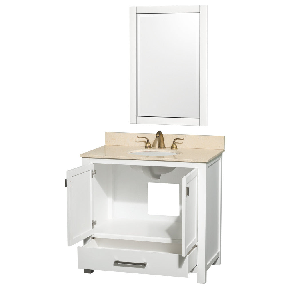 WYNDHAM COLLECTION Abingdon 36-inch Single Bathroom Vanity Set with Medicine Cabinet - White