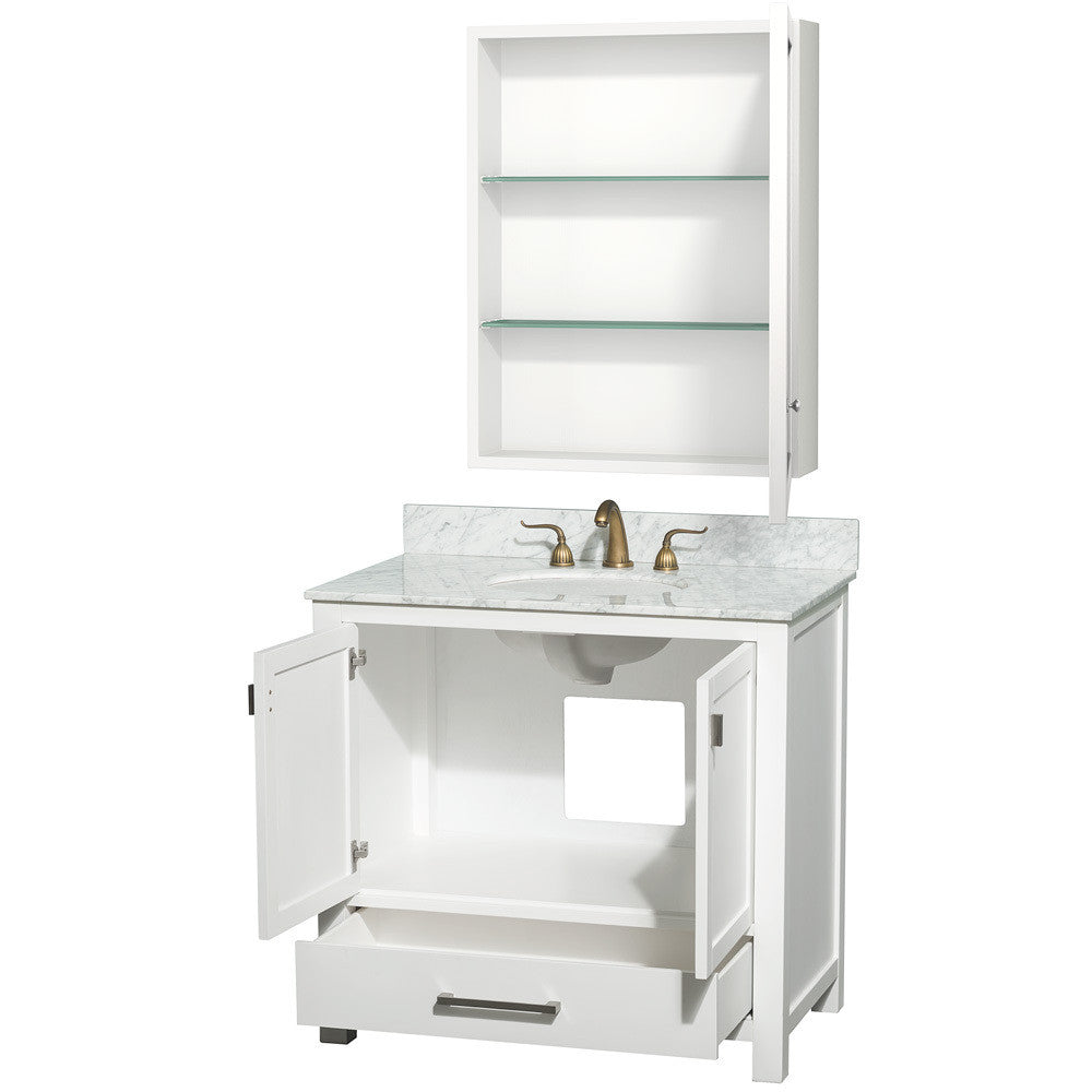 WYNDHAM COLLECTION Abingdon 36-inch Single Bathroom Vanity Set with Medicine Cabinet - White