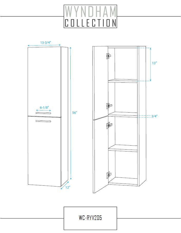 Wyndham Collection Amare Wall Cabinet - Gray Oak