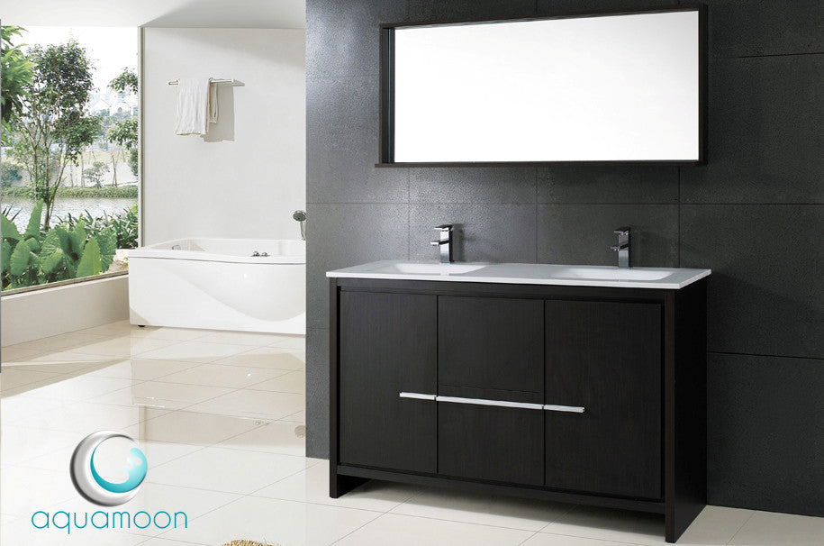 Aquamoon Granada 60 Double Sink Modern Bathroom Vanity Set - Wenge