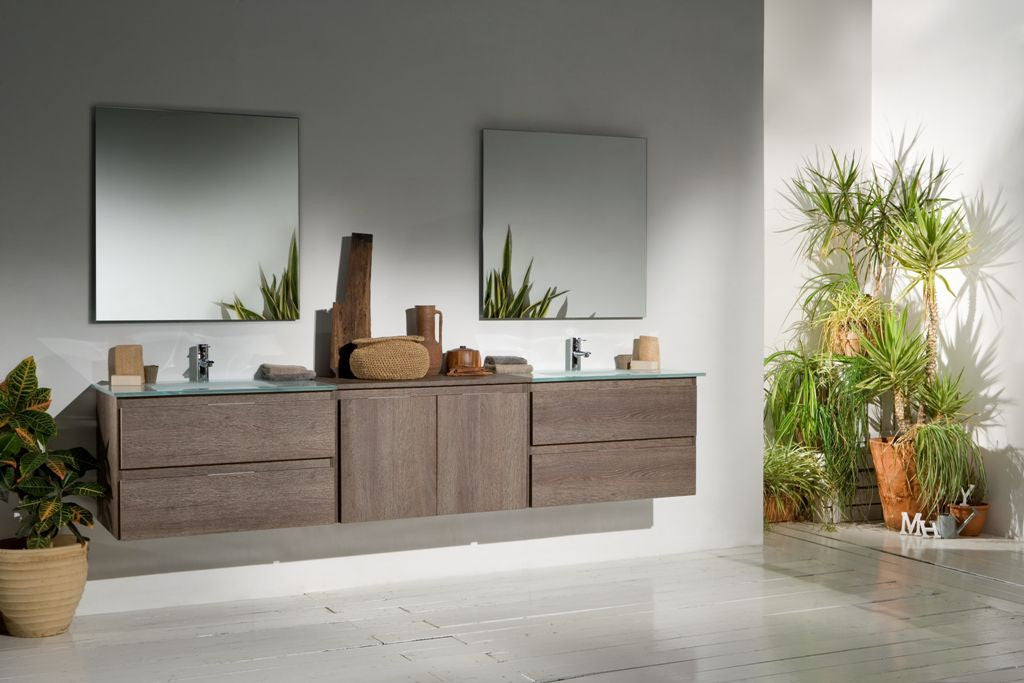 Aquamoon Life 72 Double Sink Modern Bathroom Vanity Set - Nogal