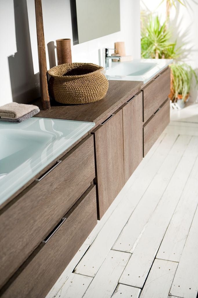 Aquamoon Life 72 Double Sink Modern Bathroom Vanity Set - Nogal