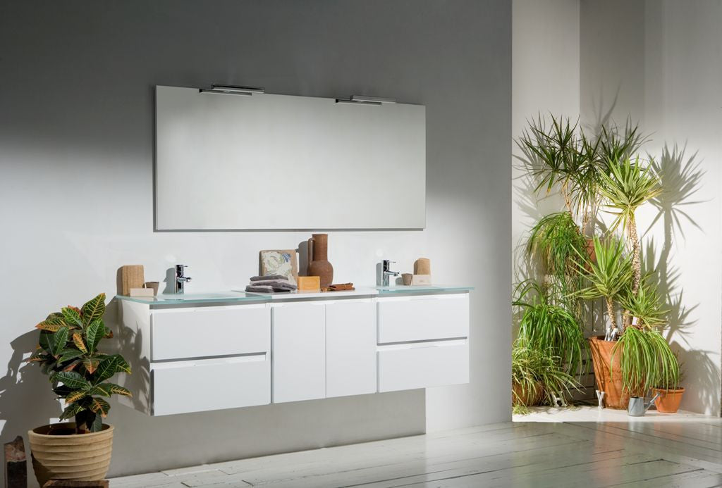 Aquamoon Life 72 Double Sink Modern Bathroom Vanity Set - White