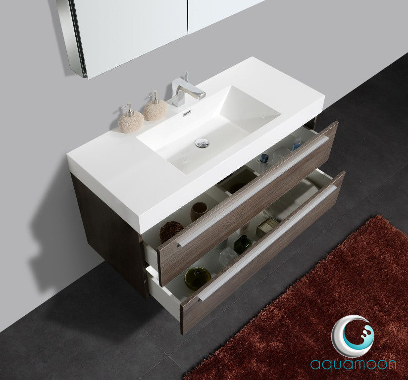 Aquamoon Maya 47 Grey Oak Modern Bathroom Vanity Set