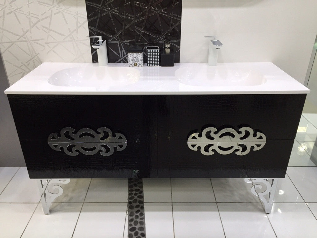 Aquamoon Niza 59 Double Sink Modern Bathroom Vanity Set - Black