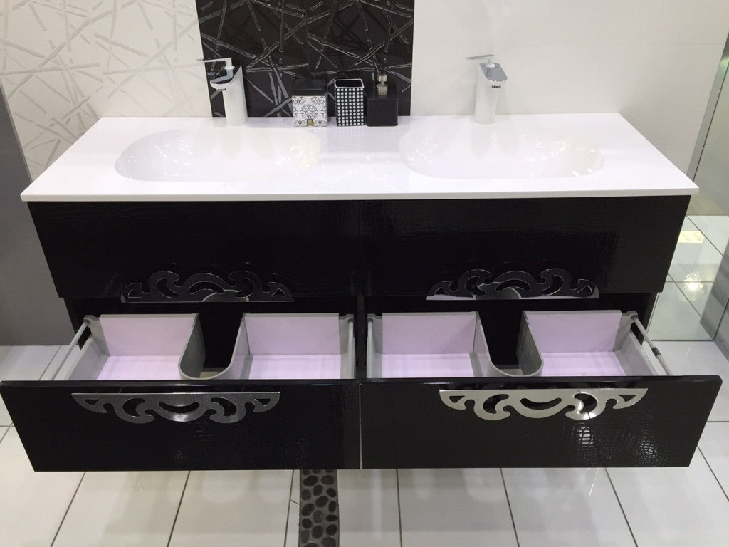 Aquamoon Niza 59 Double Sink Modern Bathroom Vanity Set - Black