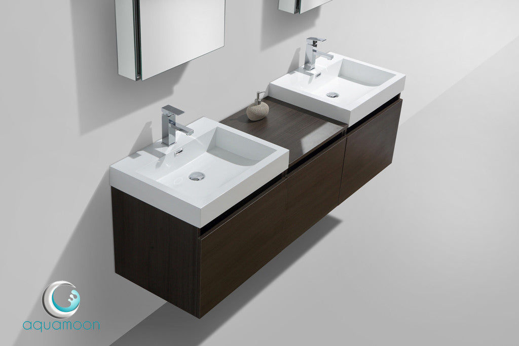 Aquamoon Venice 68 Double Modern Bathroom Vanity Set Square - Grey Oak