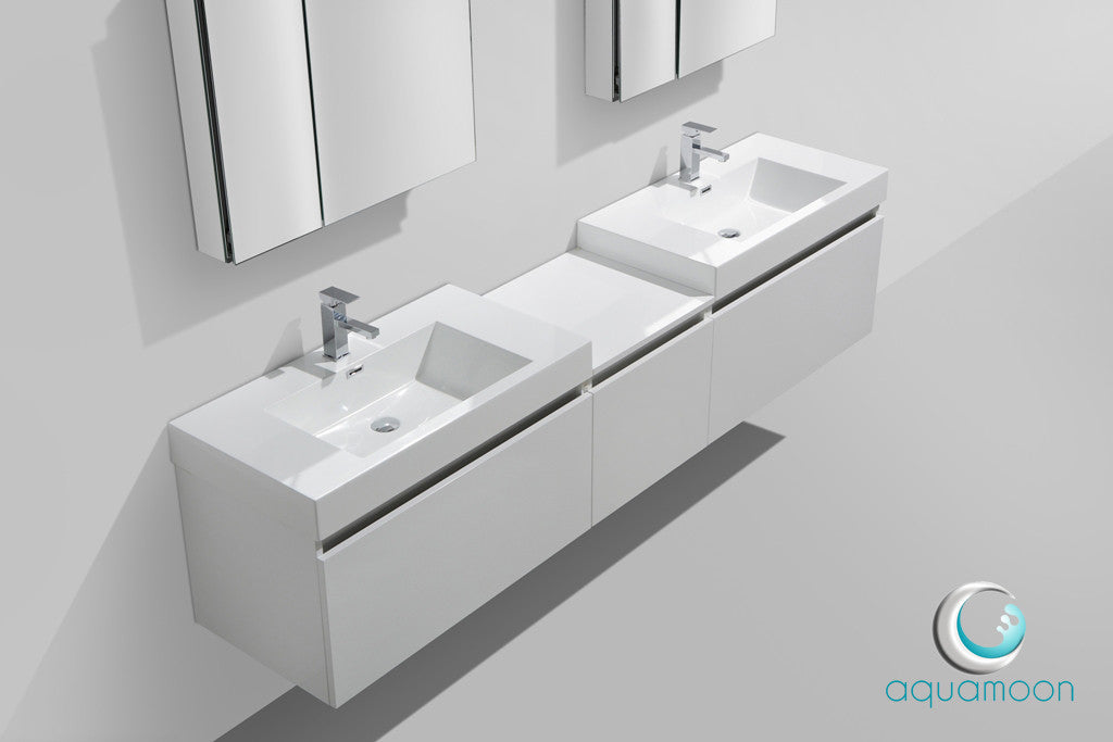 Aquamoon Venice 92" Double Modern Bathroom Vanity set - White