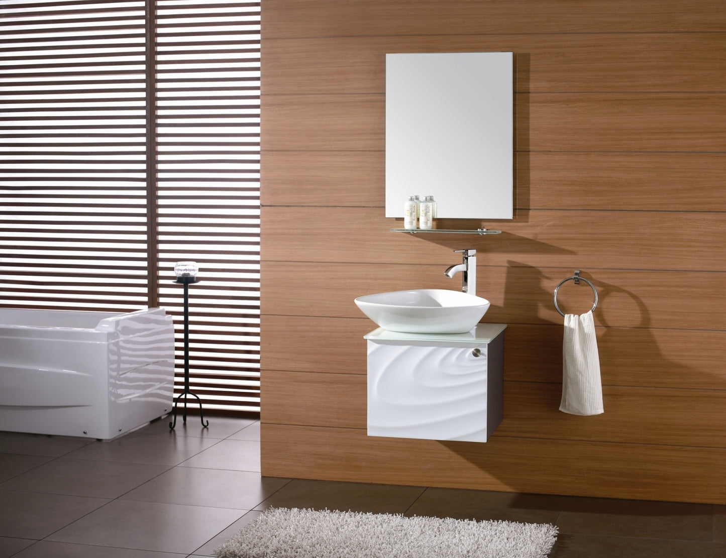 Aquamoon Aquos 26 Modern Bathroom Vanity Set - White