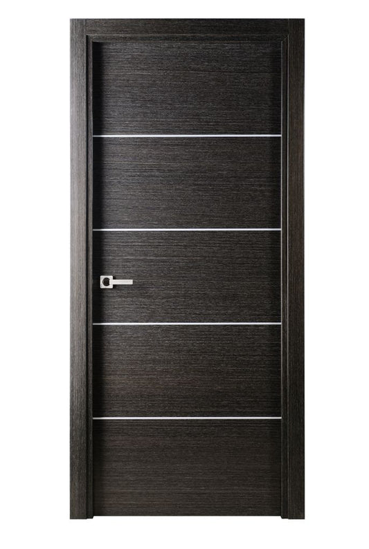 Avanti Interior Door In A Black Apricot Finish W/ Silver Strips