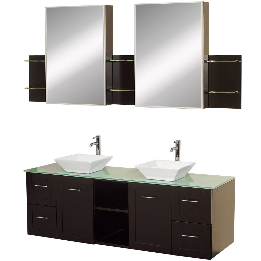 WYNDHAM COLLECTION Avara 60-Inch Wall-Mounted Double Bathroom Vanity Set - Espresso