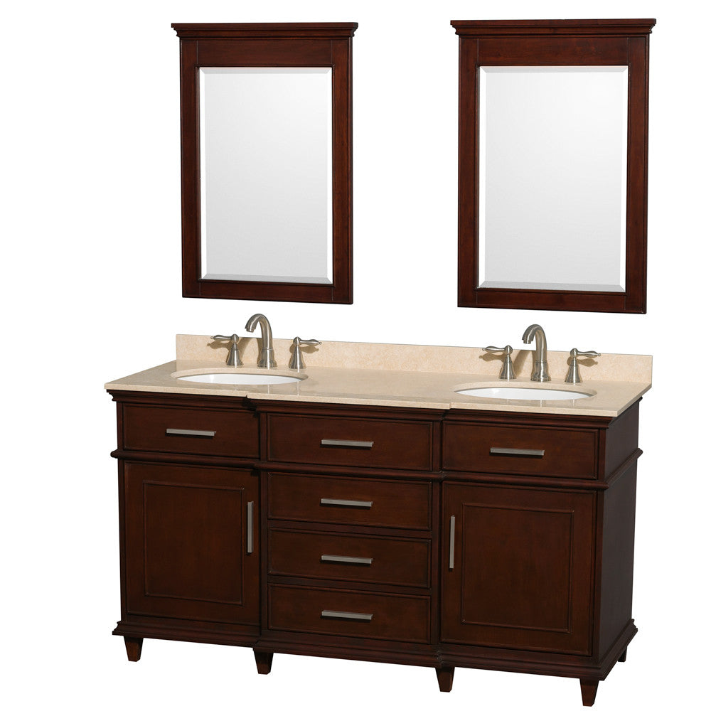 Berkeley 60-Inch Double Bathroom Vanity - Dark Chestnut
