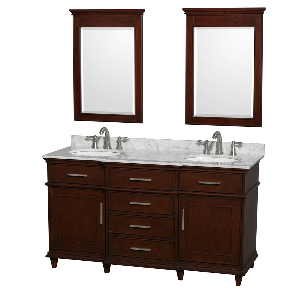 Berkeley 60-Inch Double Bathroom Vanity - Dark Chestnut