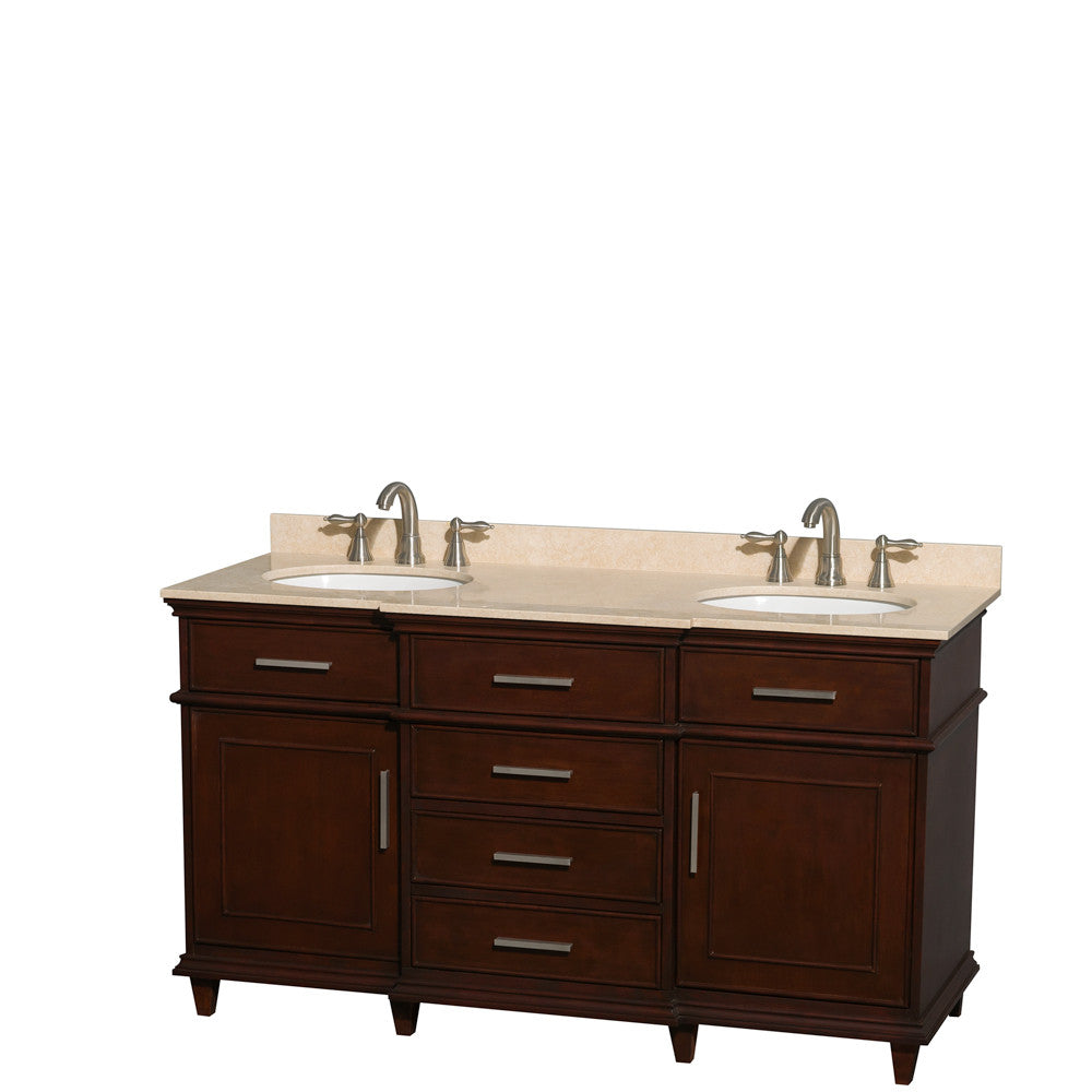 Berkeley 60-Inch Double Bathroom Vanity - Dark Chestnut