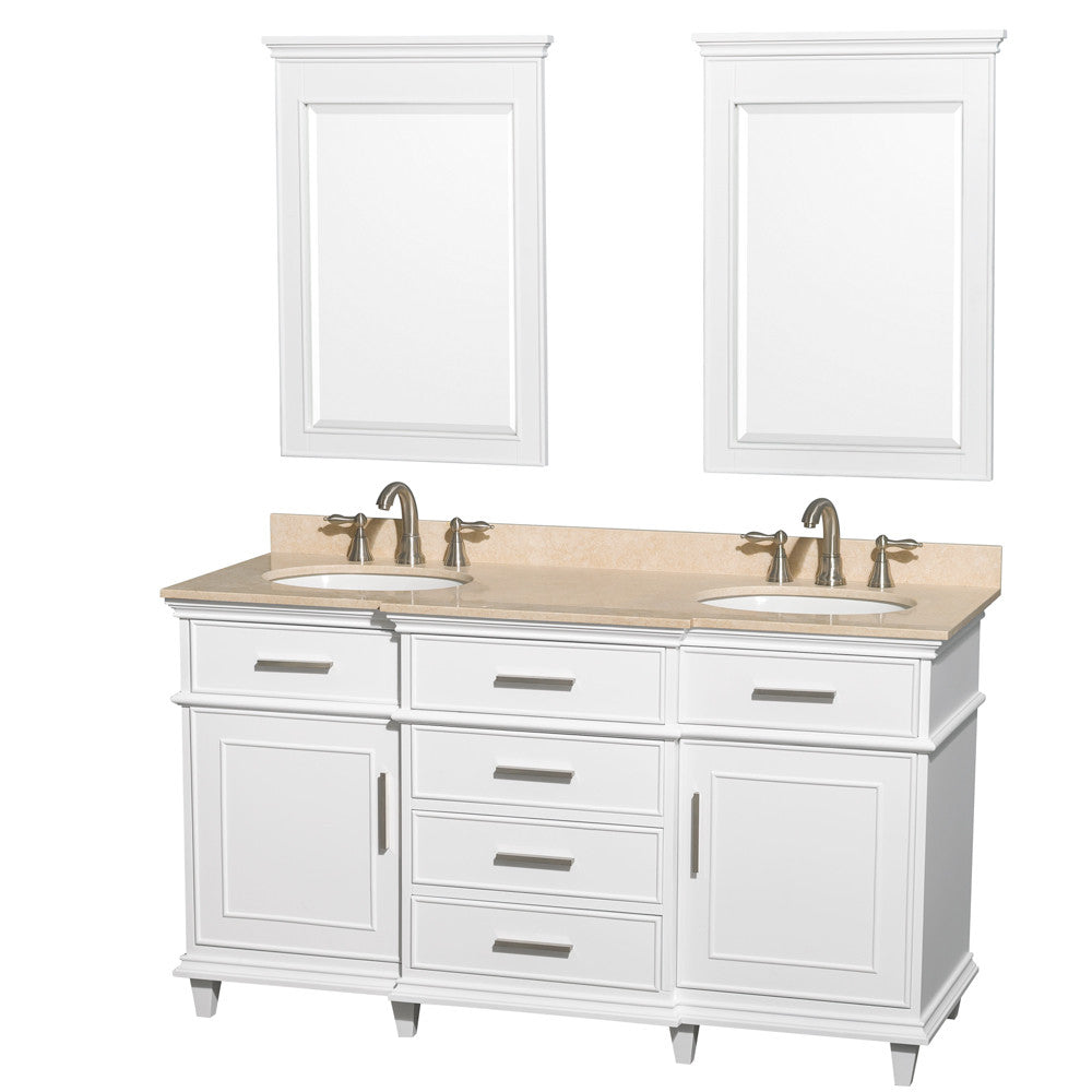 Berkeley 60-Inch Double Bathroom Vanity - White