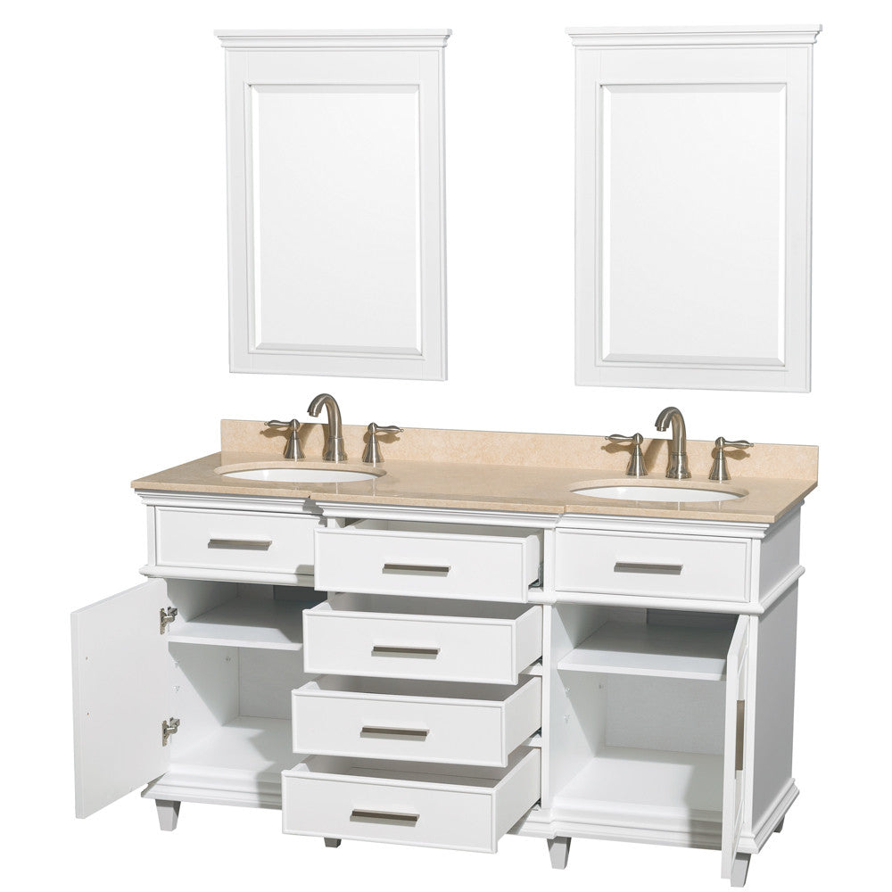 Berkeley 60-Inch Double Bathroom Vanity - White