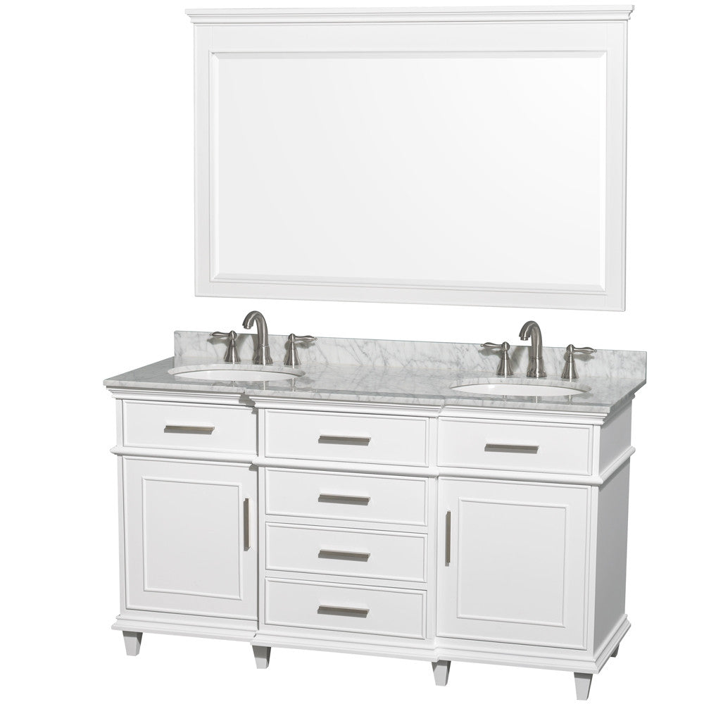 Berkeley 60-Inch Double Bathroom Vanity - White