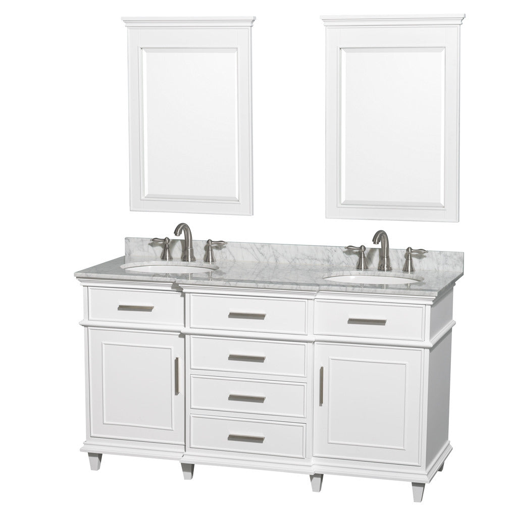 Berkeley 60-Inch Double Bathroom Vanity - White
