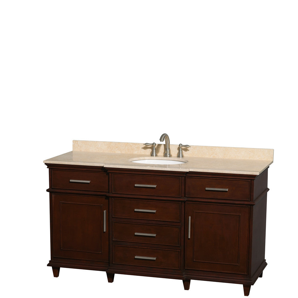 Berkeley 60" Single Bathroom Vanity - Dark Chestnut