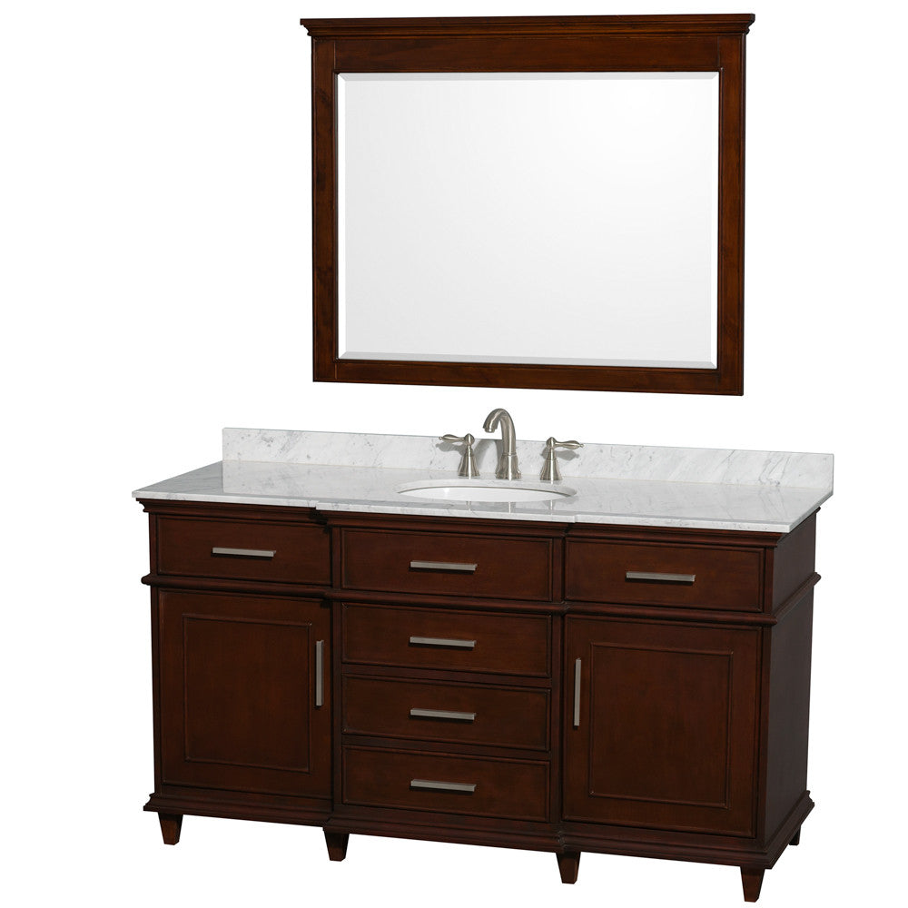 Berkeley 60" Single Bathroom Vanity - Dark Chestnut