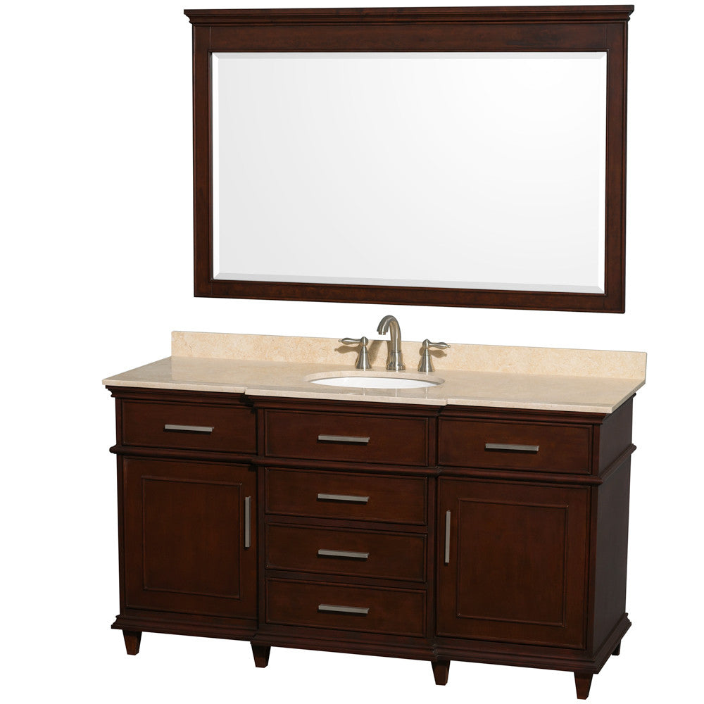 Berkeley 60" Single Bathroom Vanity - Dark Chestnut