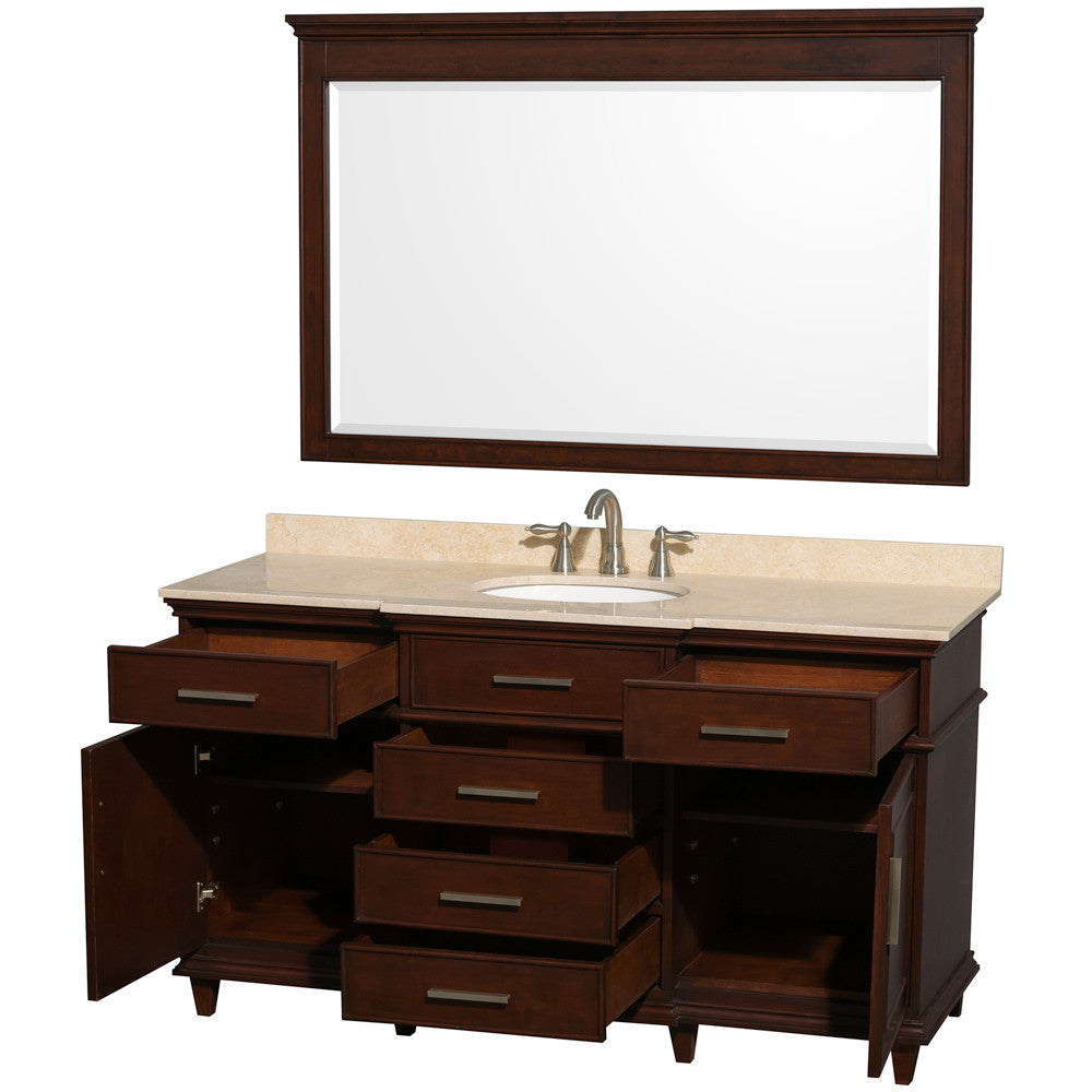 Berkeley 60" Single Bathroom Vanity - Dark Chestnut