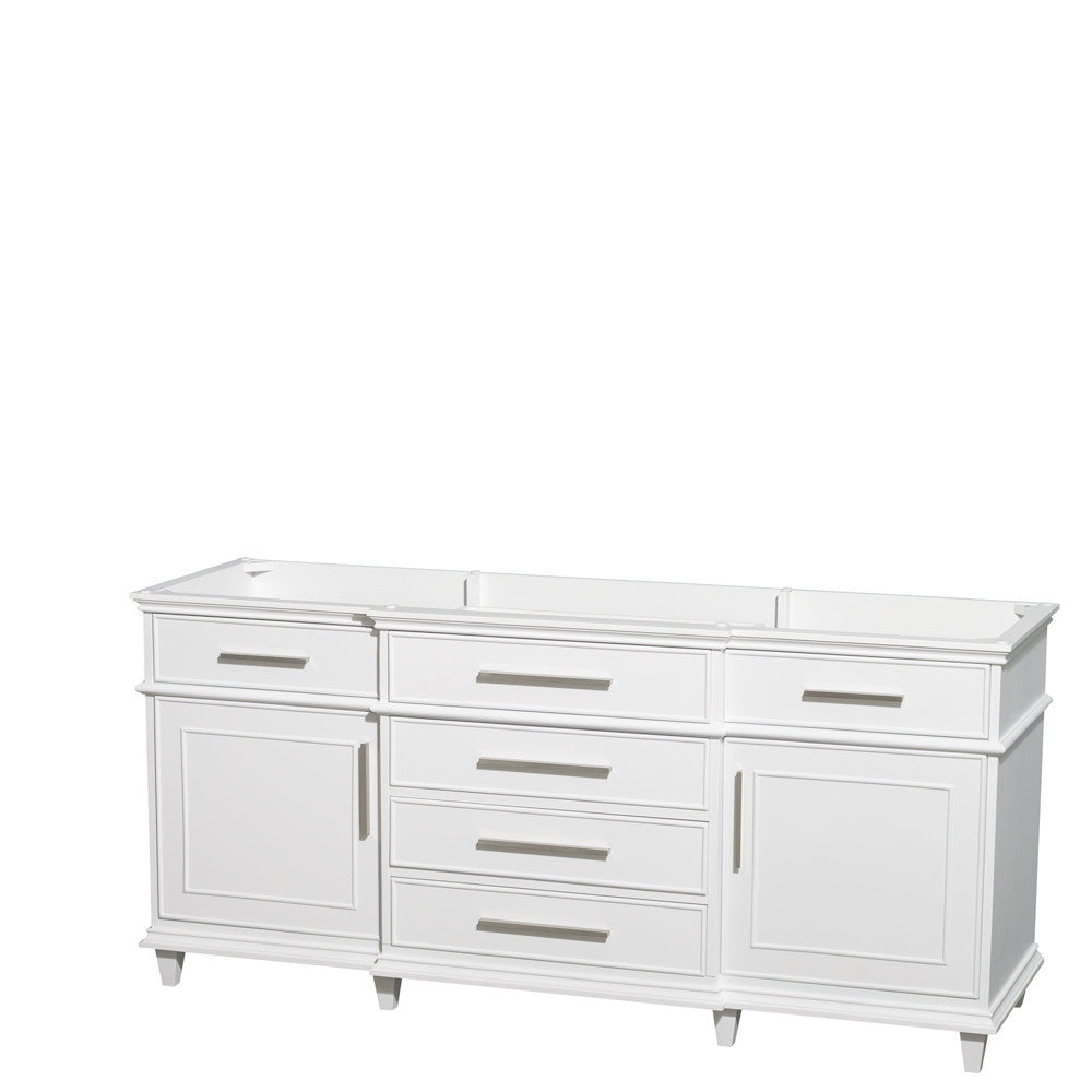 WYNDHAM COLLECTION Berkeley 72-Inch Double Bathroom Vanity - White