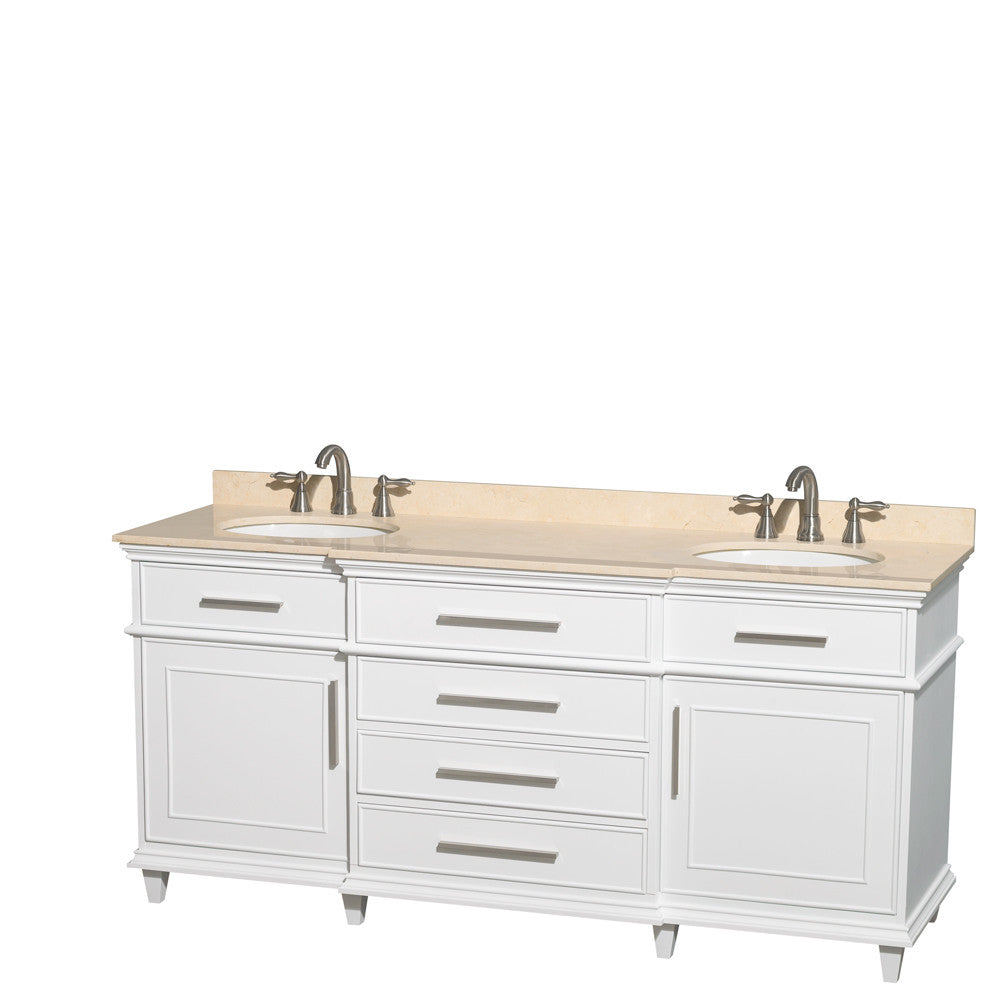 WYNDHAM COLLECTION Berkeley 72-Inch Double Bathroom Vanity - White