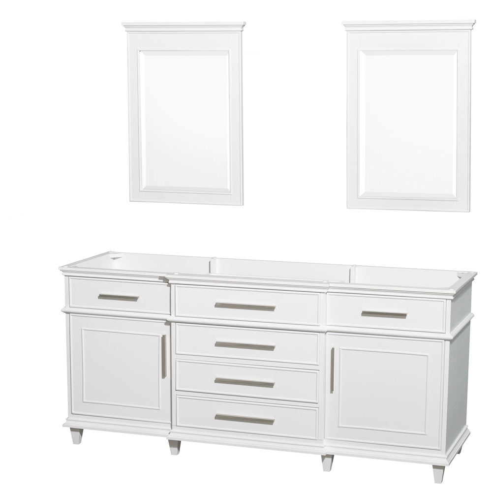 WYNDHAM COLLECTION Berkeley 72-Inch Double Bathroom Vanity - White