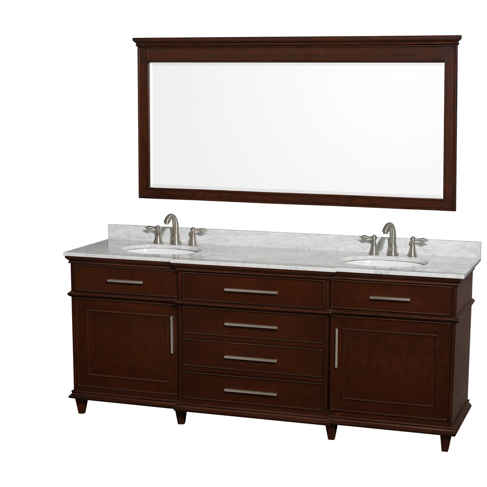 WYNDHAM COLLECTION Berkeley 80-Inch Double Bathroom Vanity - Dark Chestnut
