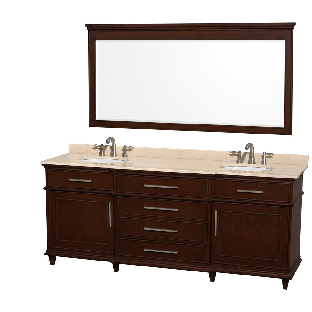 WYNDHAM COLLECTION Berkeley 80-Inch Double Bathroom Vanity - Dark Chestnut