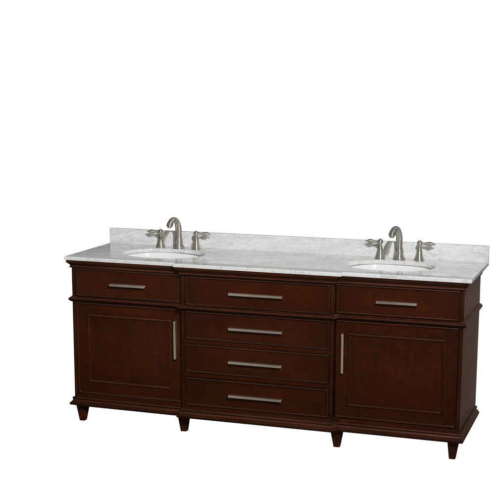 WYNDHAM COLLECTION Berkeley 80-Inch Double Bathroom Vanity - Dark Chestnut
