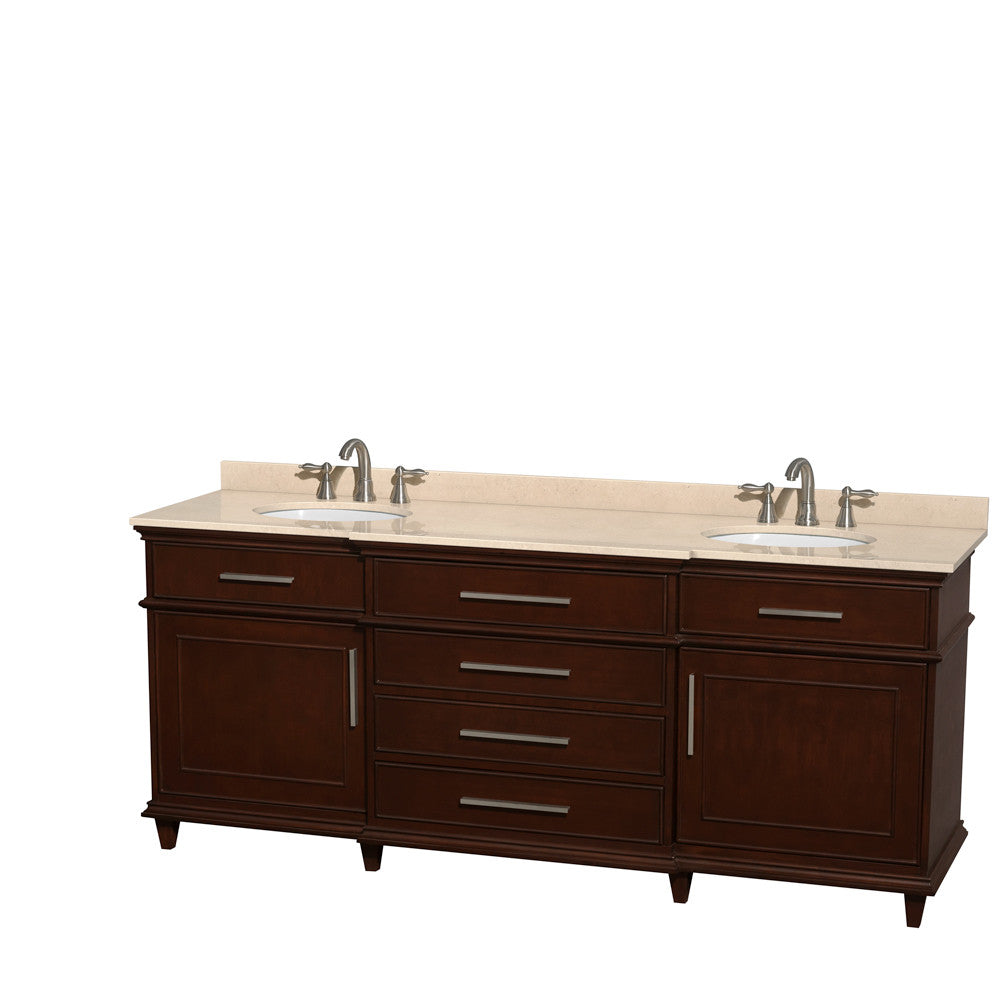 WYNDHAM COLLECTION Berkeley 80-Inch Double Bathroom Vanity - Dark Chestnut