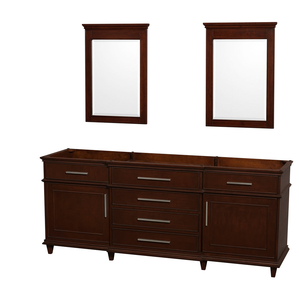 WYNDHAM COLLECTION Berkeley 80-Inch Double Bathroom Vanity - Dark Chestnut