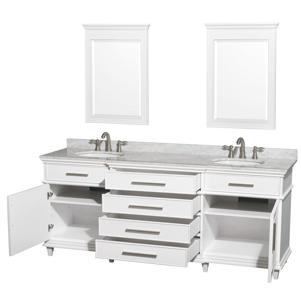 WYNDHAM COLLECTION Berkeley 80-Inch Double Bathroom Vanity - White