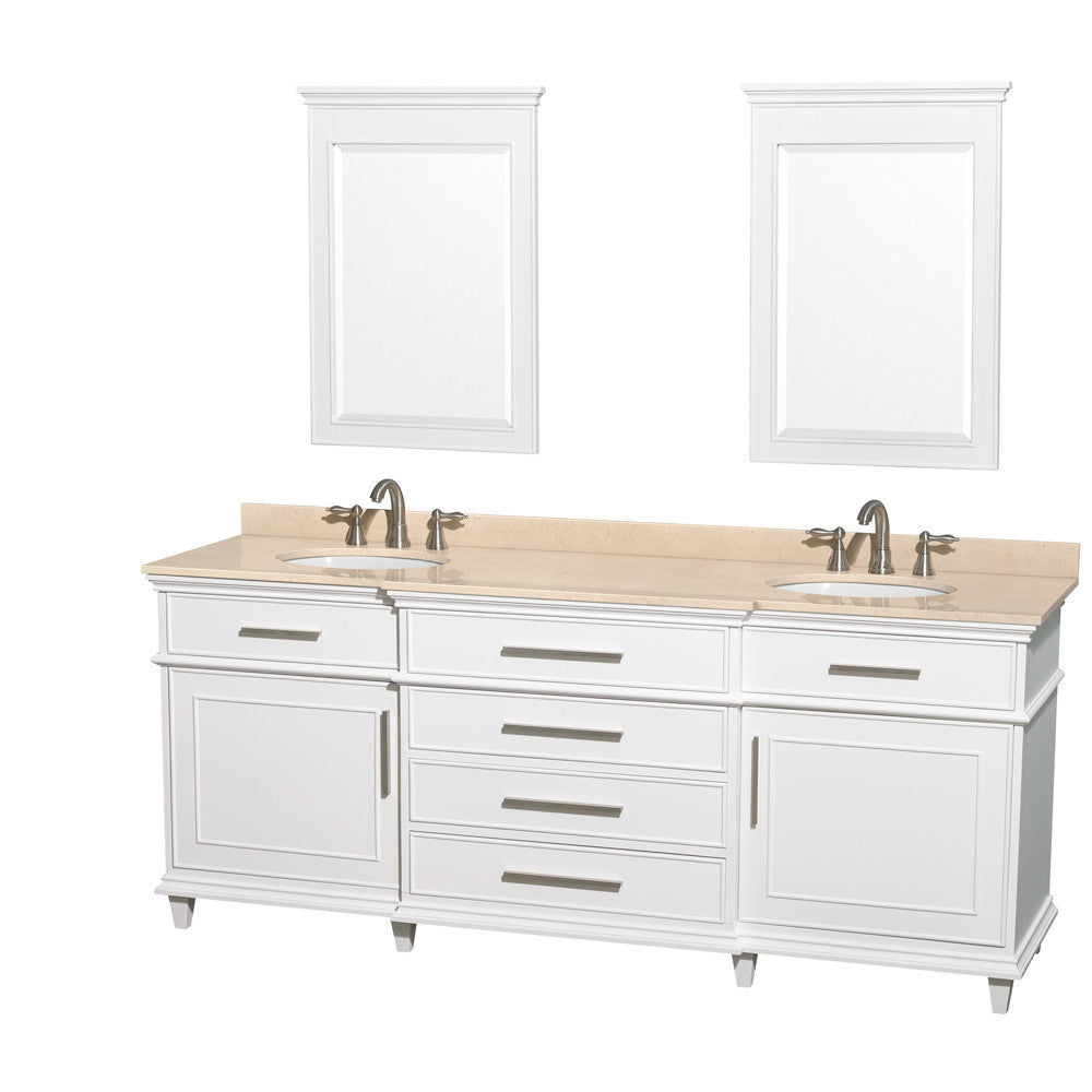 WYNDHAM COLLECTION Berkeley 80-Inch Double Bathroom Vanity - White