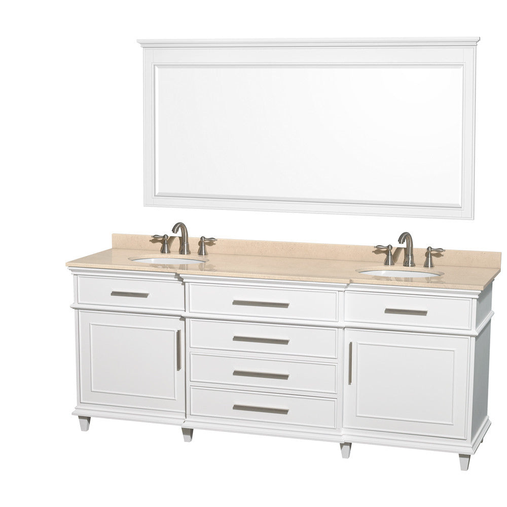 WYNDHAM COLLECTION Berkeley 80-Inch Double Bathroom Vanity - White