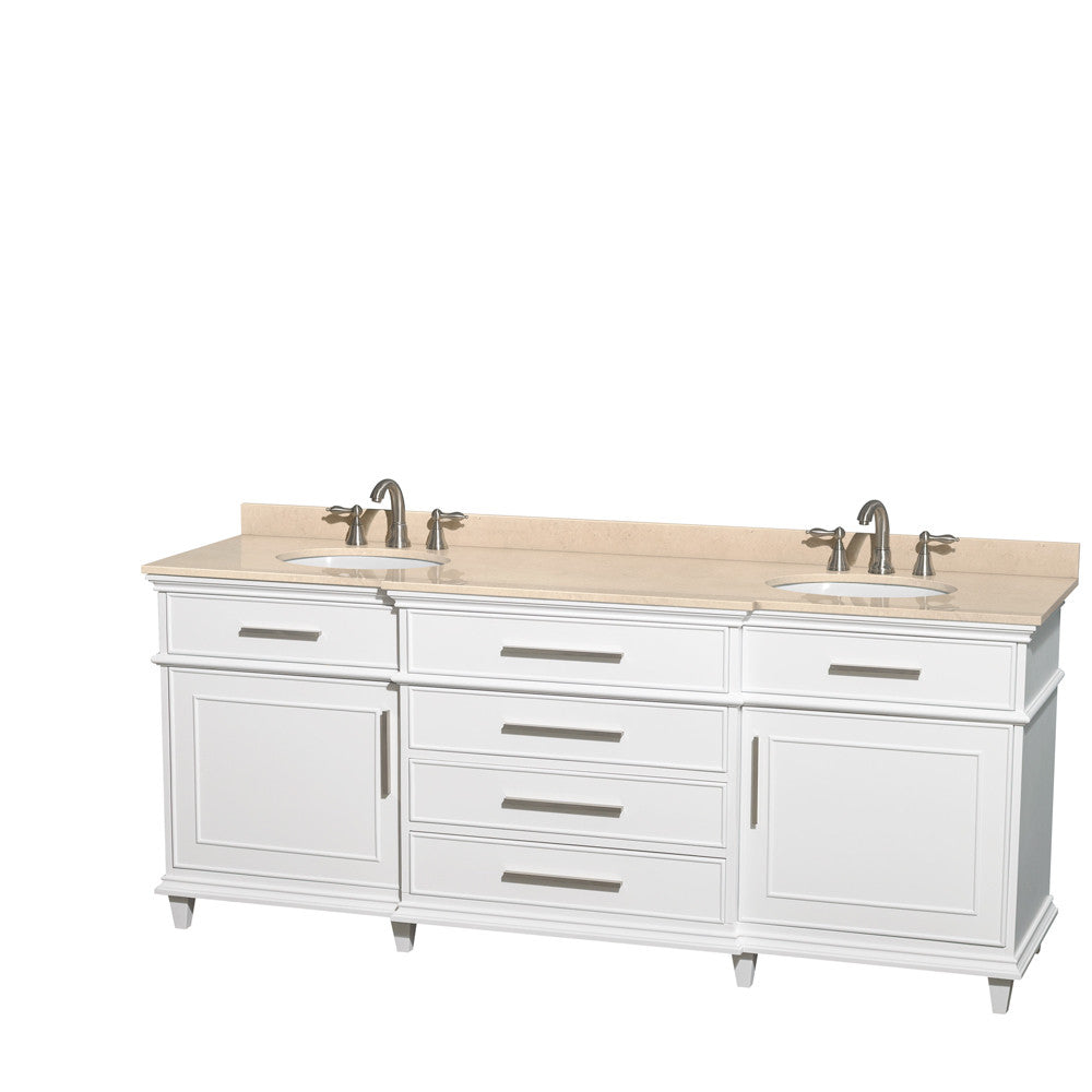 WYNDHAM COLLECTION Berkeley 80-Inch Double Bathroom Vanity - White