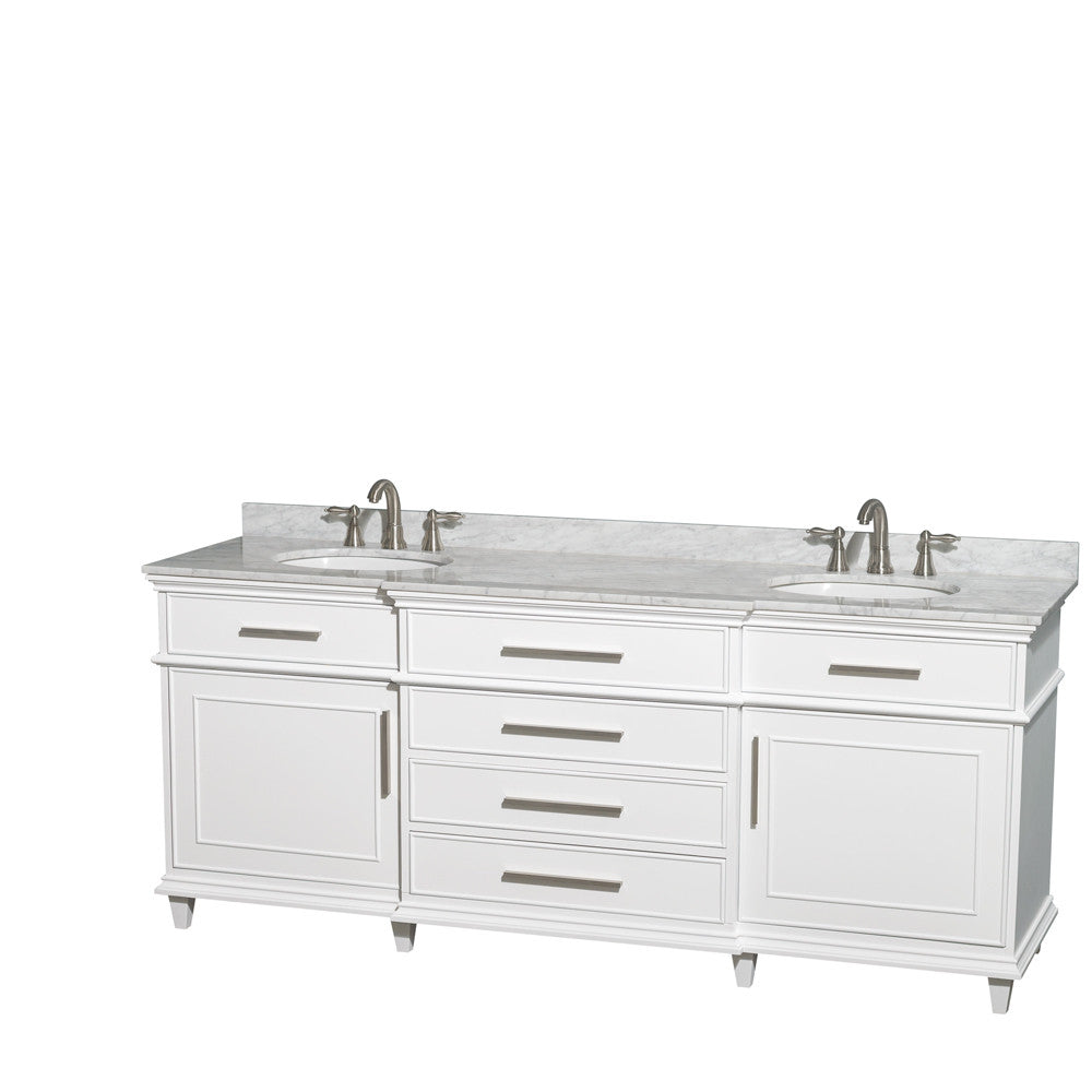 WYNDHAM COLLECTION Berkeley 80-Inch Double Bathroom Vanity - White