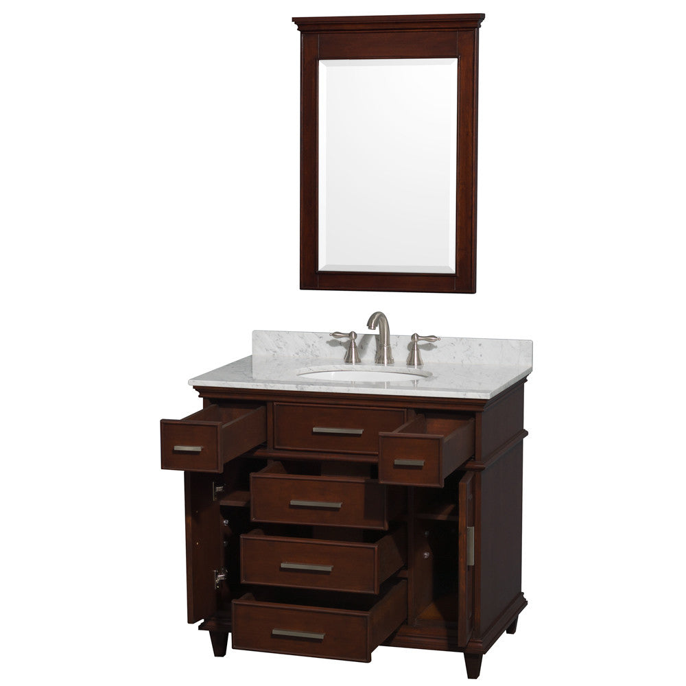 Berkeley 36-Inch Single Bathroom Vanity - Dark Chestnut