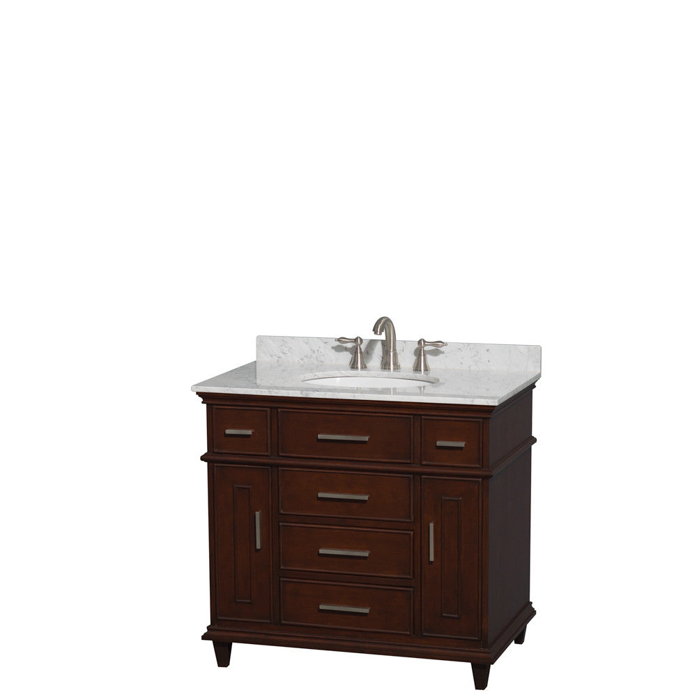 Berkeley 36-Inch Single Bathroom Vanity - Dark Chestnut