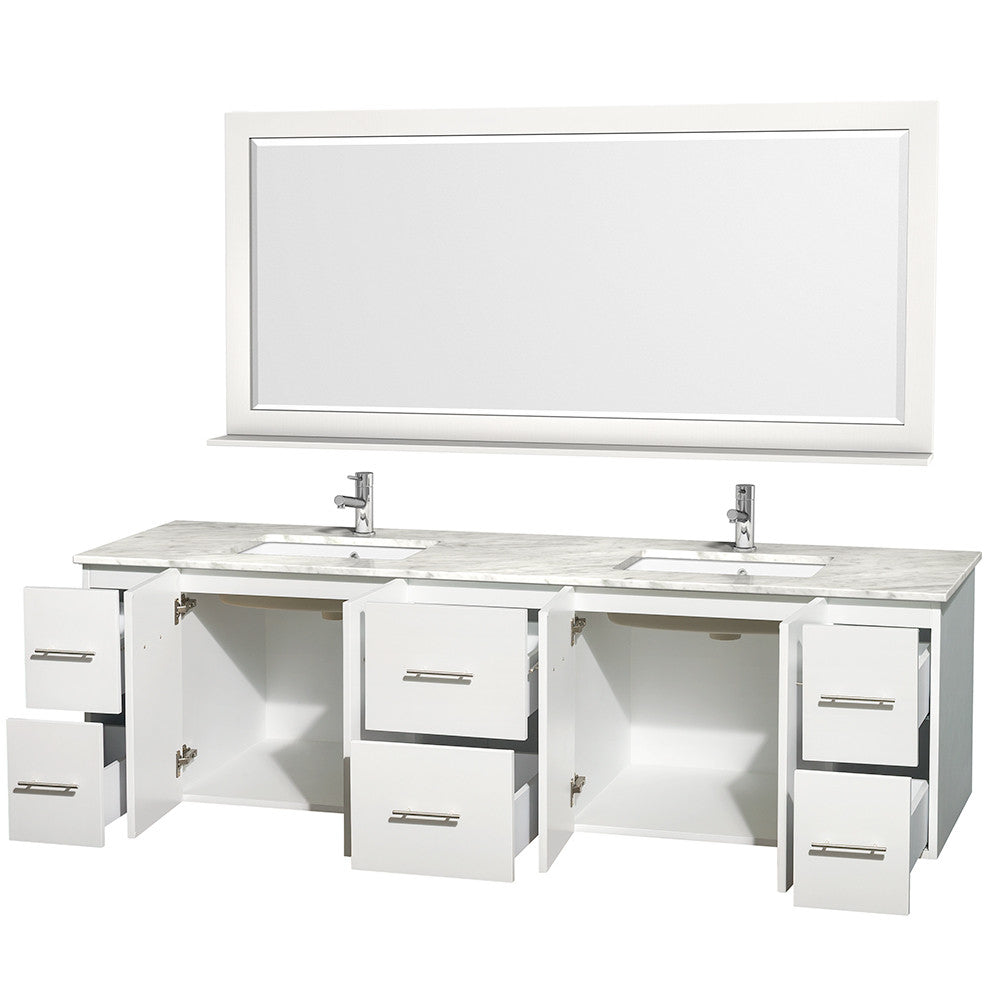 WYNDHAM COLLECTION Centra 80-inch Double Bathroom Vanity Set - White