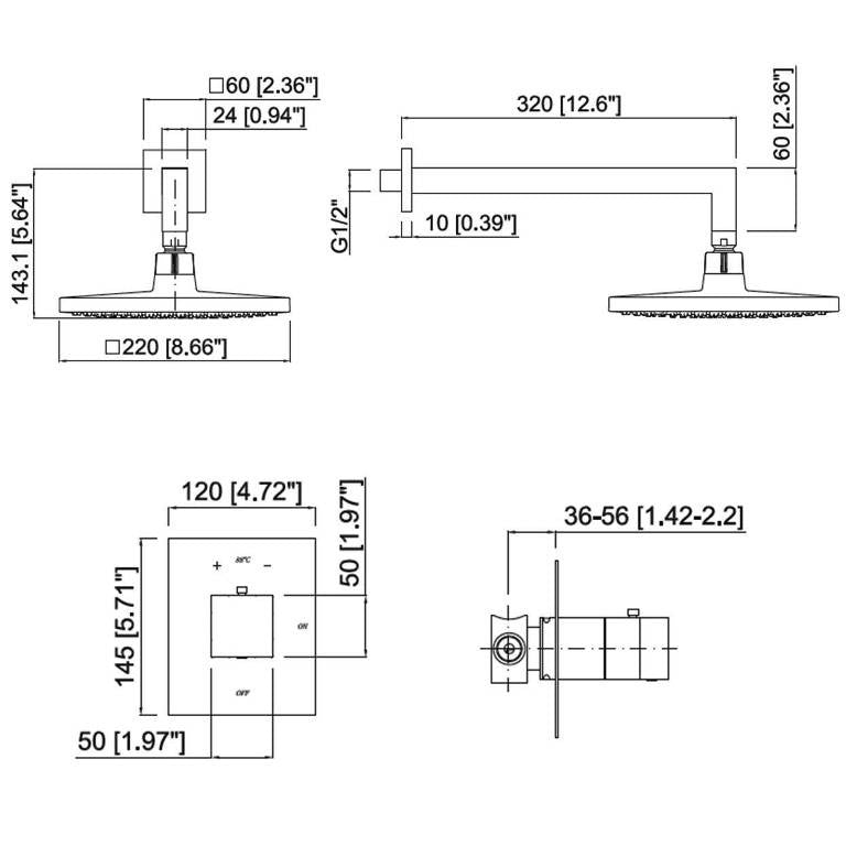 Mz Cubic Modern Bathroom Shower Set - Chrome